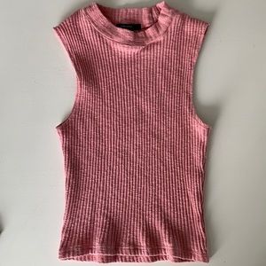 Light Pink Sleeveless Sweater Turtleneck